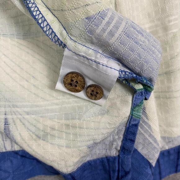 Tommy Bahama Hawaiian Shirt Men L Green Blue Floral 100% Silk Resort Vacation - Picture 8 of 16